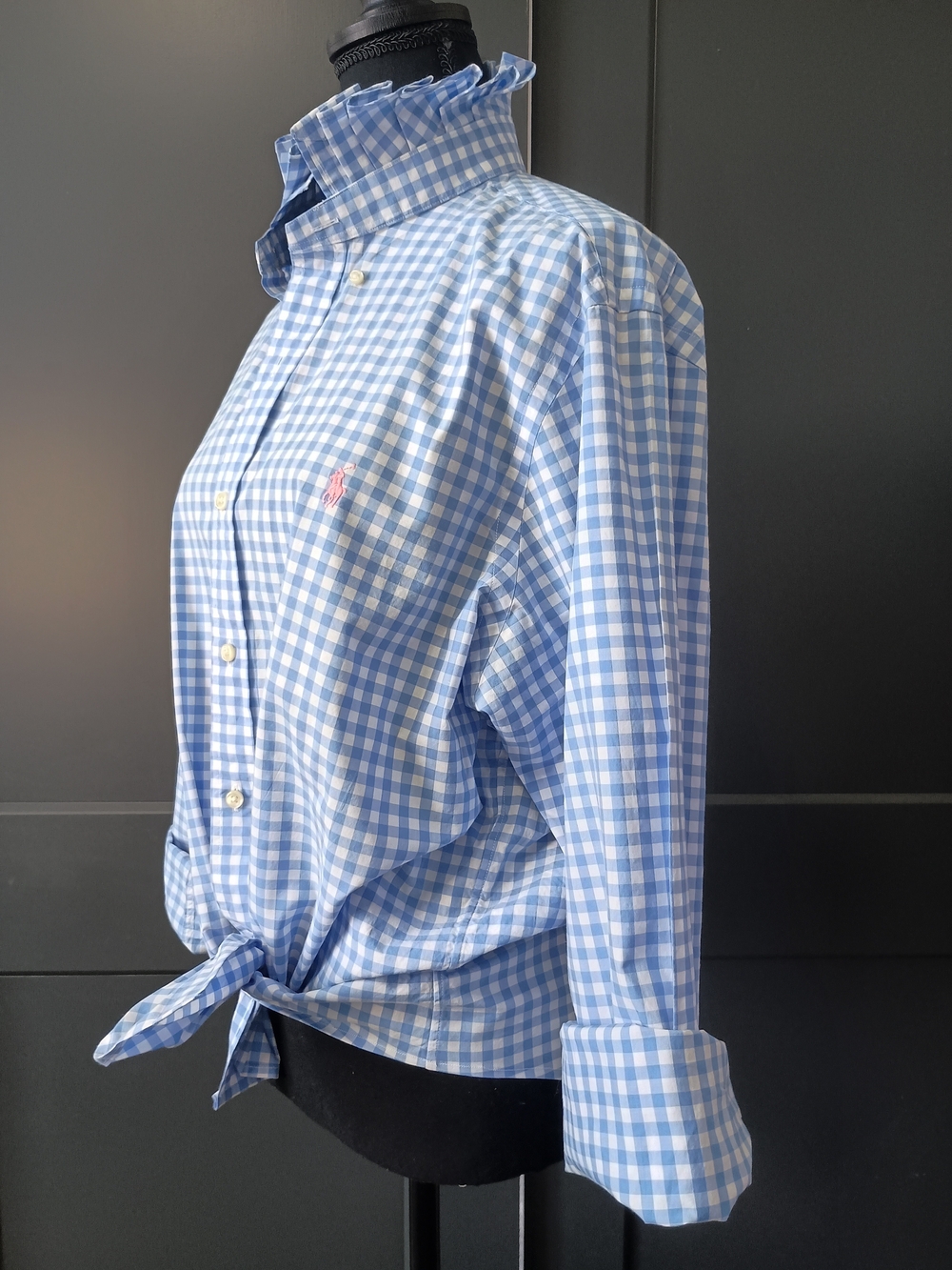 Upcycled Women's Ralph Lauren Ruffled Collar Shirt #119